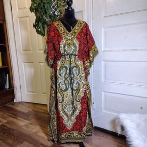 Boho Maxi Paisley Hippie Gypsy Dress OSFM/T180
